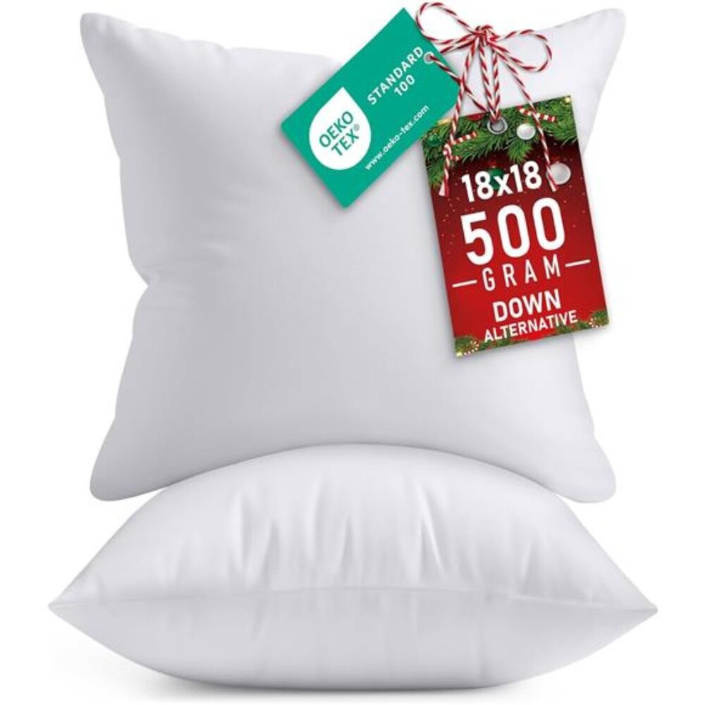 Utopia Bedding Throw Pillows Insert (Pack of 2, White) - 18 x 18 Inches Bed